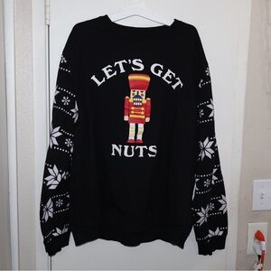 Black Nutcracker Men's Sweater 2 XL Size Lets Get Nuts Good Condition Holiday